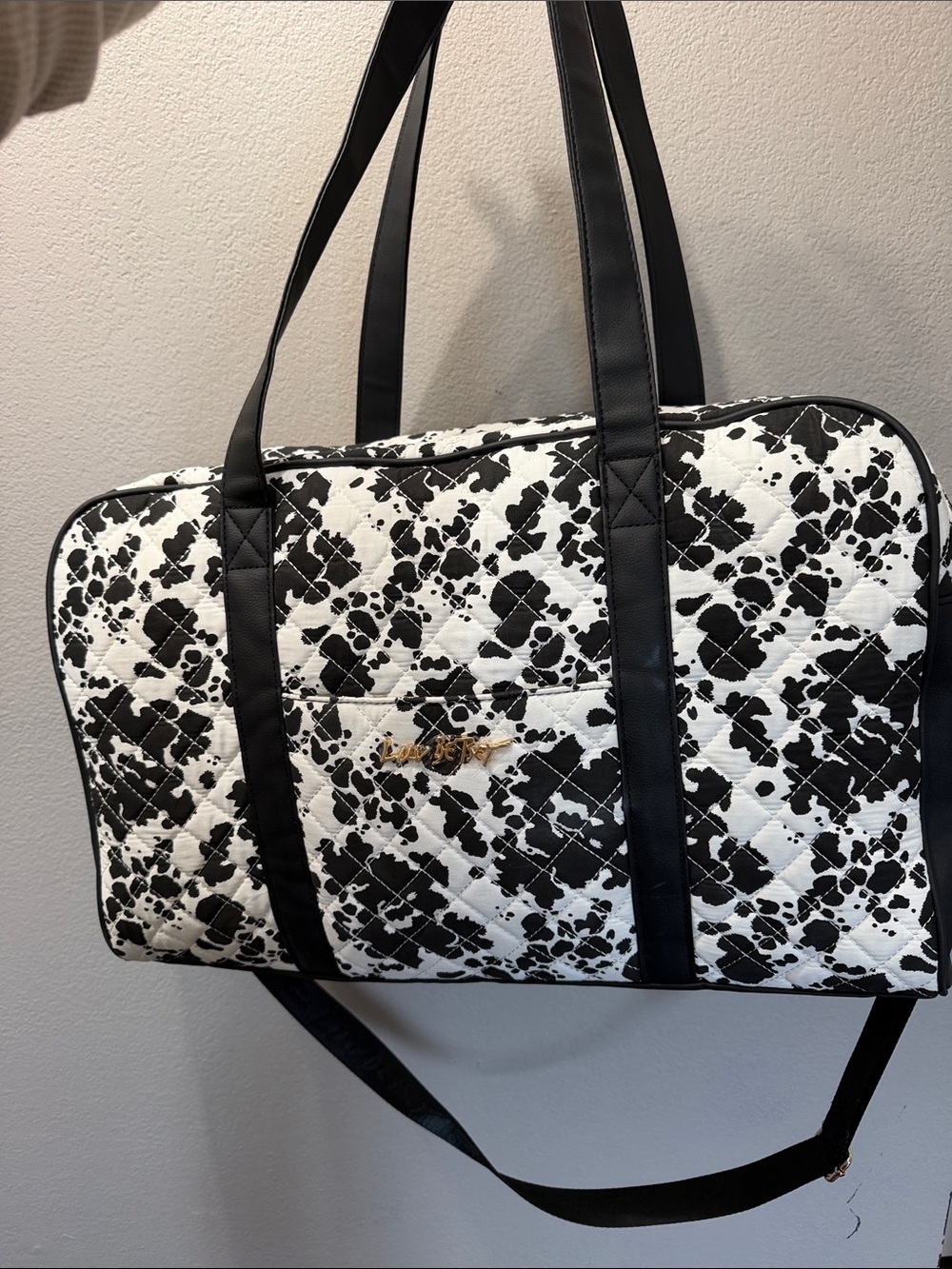 Betsey Johnson Black and White Quilted Travel Tote